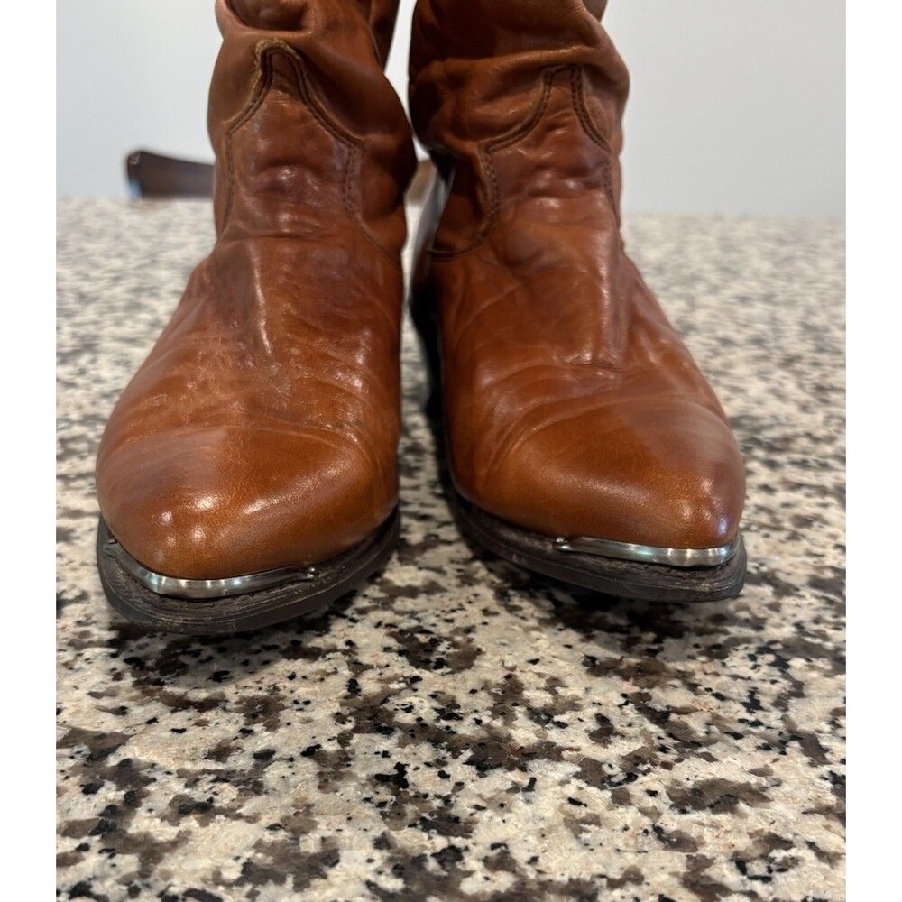Vintage Dingo Cognac Brown Cowgirl Leather Slouch Boots Women’s Size 8 - Picture 4 of 9